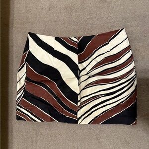 Trina Turk Zebra Print Mini Skirt Size 6 Black Brown Cream Statement Skirt